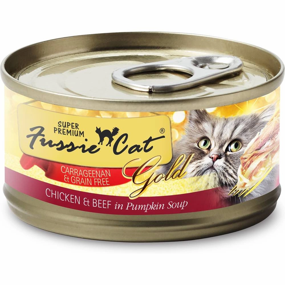 Fussie Cat Super Premium Chicken With Beef In Pumpkin Soup Gold Grain-Free Canned Cat Food 80g cat food cans soft cat food high protein cat food natural cat food senior cat food