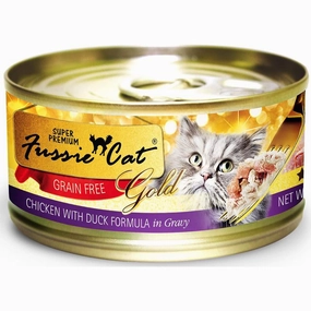 Fussie Cat Super Premium Chicken With Duck In Gravy Gold Grain-Free Canned Cat Food 80g cat food cans soft cat food high protein cat food natural cat food senior cat food
