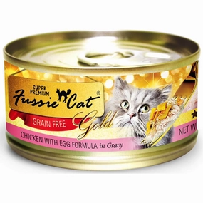 Fussie Cat Super Premium Chicken With Egg In Gravy Gold Grain-Free Canned Cat Food 80g cat food cans soft cat food high protein cat food natural cat food senior cat food