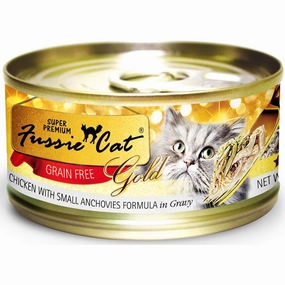 Fussie Cat Super Premium Chicken With Small Anchovies In Gravy Gold Grain-Free Canned Cat Food 80g cat food cans soft cat food high protein cat food natural cat food senior cat food