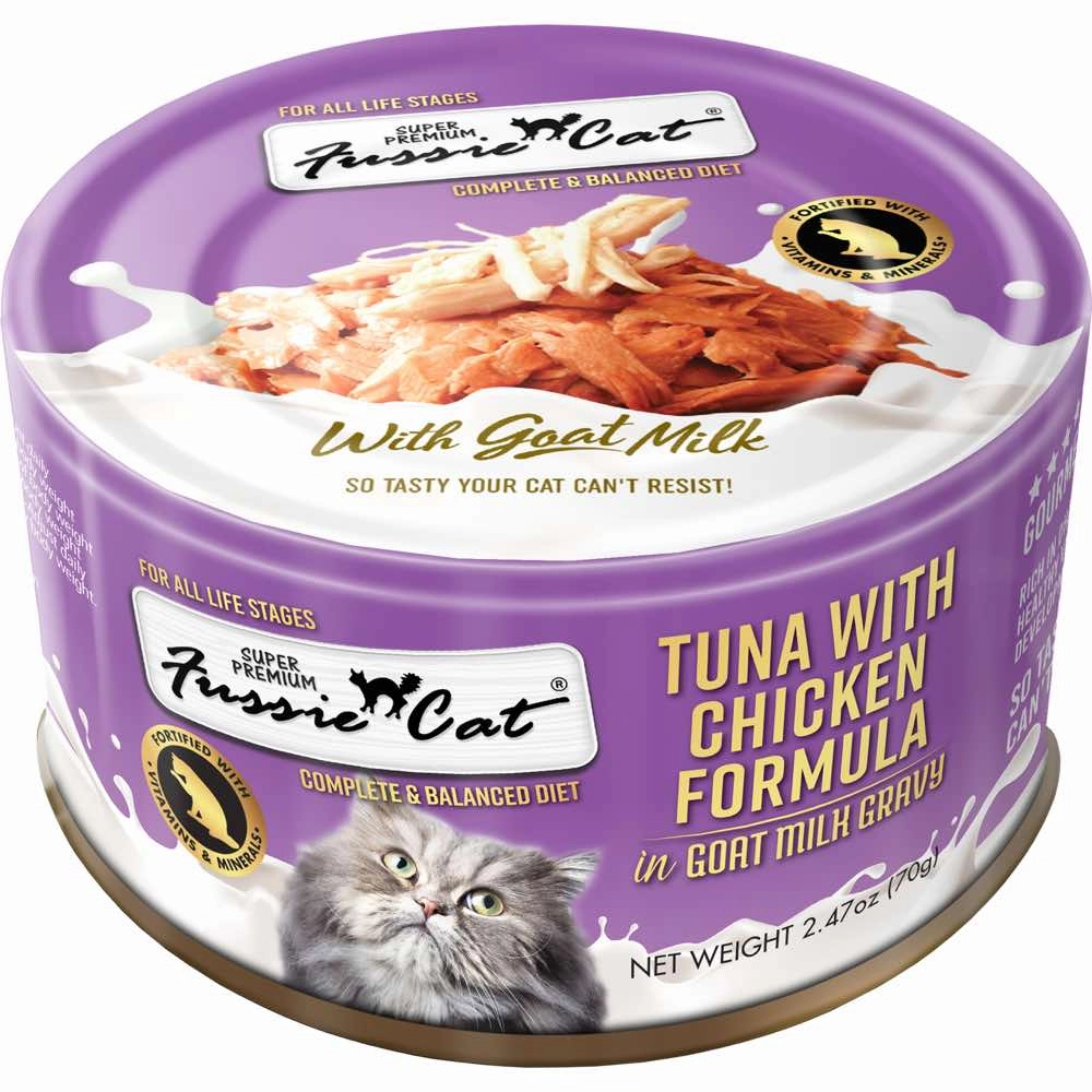 Fussie Cat Tuna With Chicken Formula In Goat Milk Gravy Grain-Free Canned Cat Food 70g natural cat food soft cat treats freeze dried cat food organic cat treats indoor cat food
