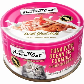 Fussie Cat Tuna With Ocean Fish Formula In Goat Milk Gravy Grain-Free Canned Cat Food 70g cat food cans soft cat food high protein cat food natural cat food senior cat food