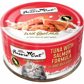 Fussie Cat Tuna With Salmon Formula In Goat Milk Gravy Grain-Free Canned Cat Food 70g cat food cans soft cat food high protein cat food natural cat food senior cat food