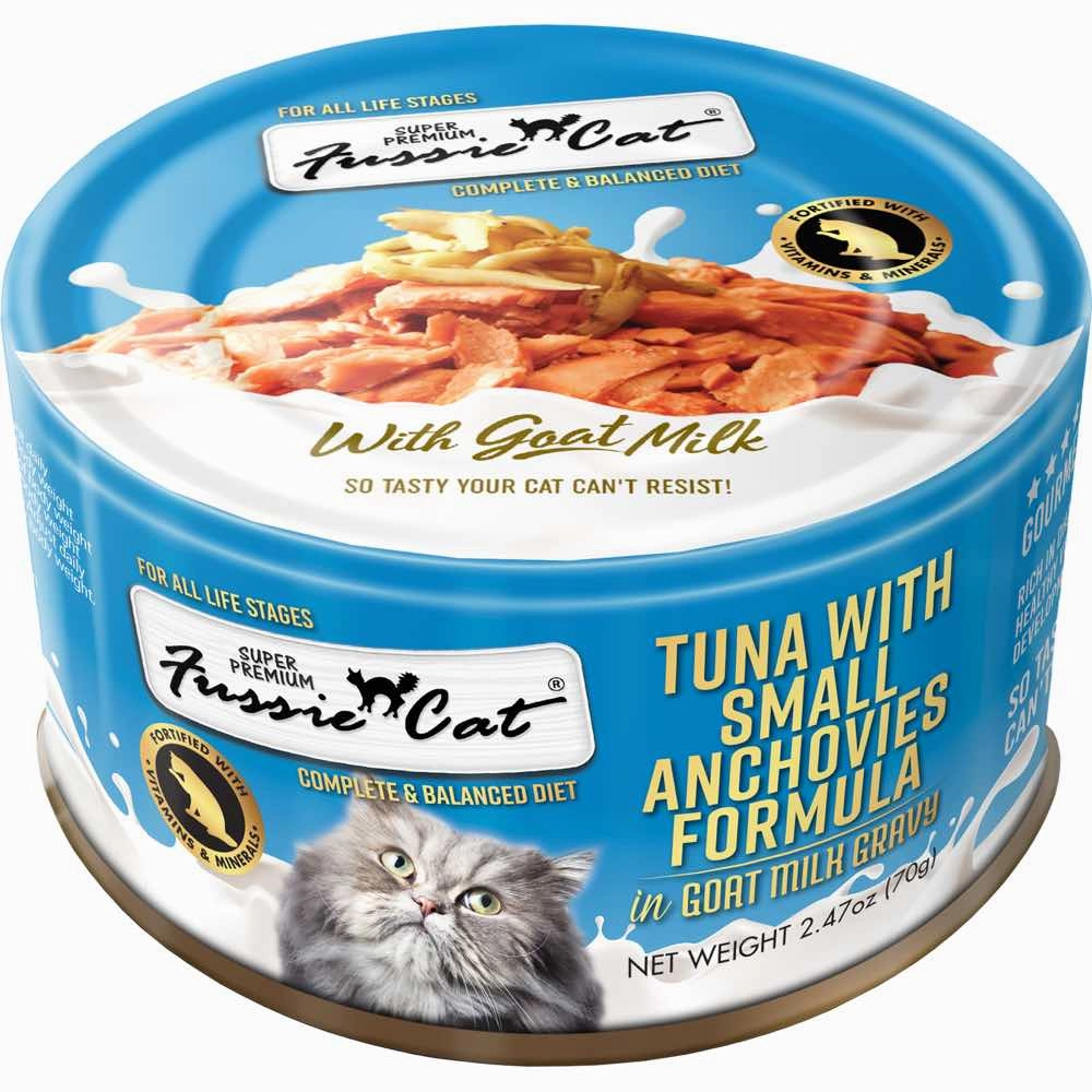 Fussie Cat Tuna With Small Anchovies Formula In Goat Milk Gravy Grain-Free Canned Cat Food 70g natural cat food soft cat treats freeze dried cat food organic cat treats indoor cat food