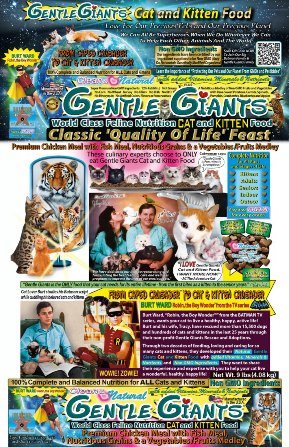Gentle Giants Natural Non-GMO Chicken/Fish Cat & Kitten Food freeze dried dog food raw food for dogs dog freeze meal high protein dog food grain free freeze dog food