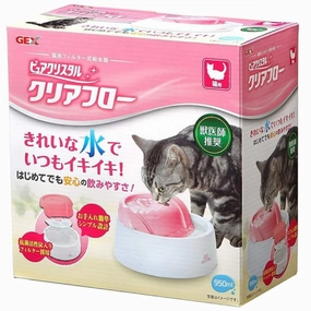 GEX Pure Crystal Clear Flow Pink Drinking Fountain For Cats 0.95L kitten supplies kitten toys kitten food kitten litter box kitten bed