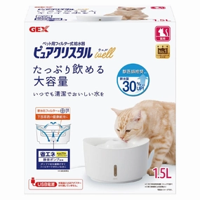 GEX Pure Crystal Well Cat Drinking Fountain 1.5L (White) cat leash cat bowtie cat hat cat bandana cat costume