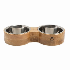 GF Pet Double Diner Wood & Metal Feeder cat beds cat scratching post cat shampoo cat tunnel cat brush