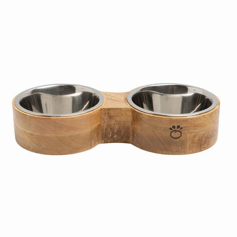 GF Pet Double Diner Wood & Metal Feeder cat beds cat scratching post cat shampoo cat tunnel cat brush