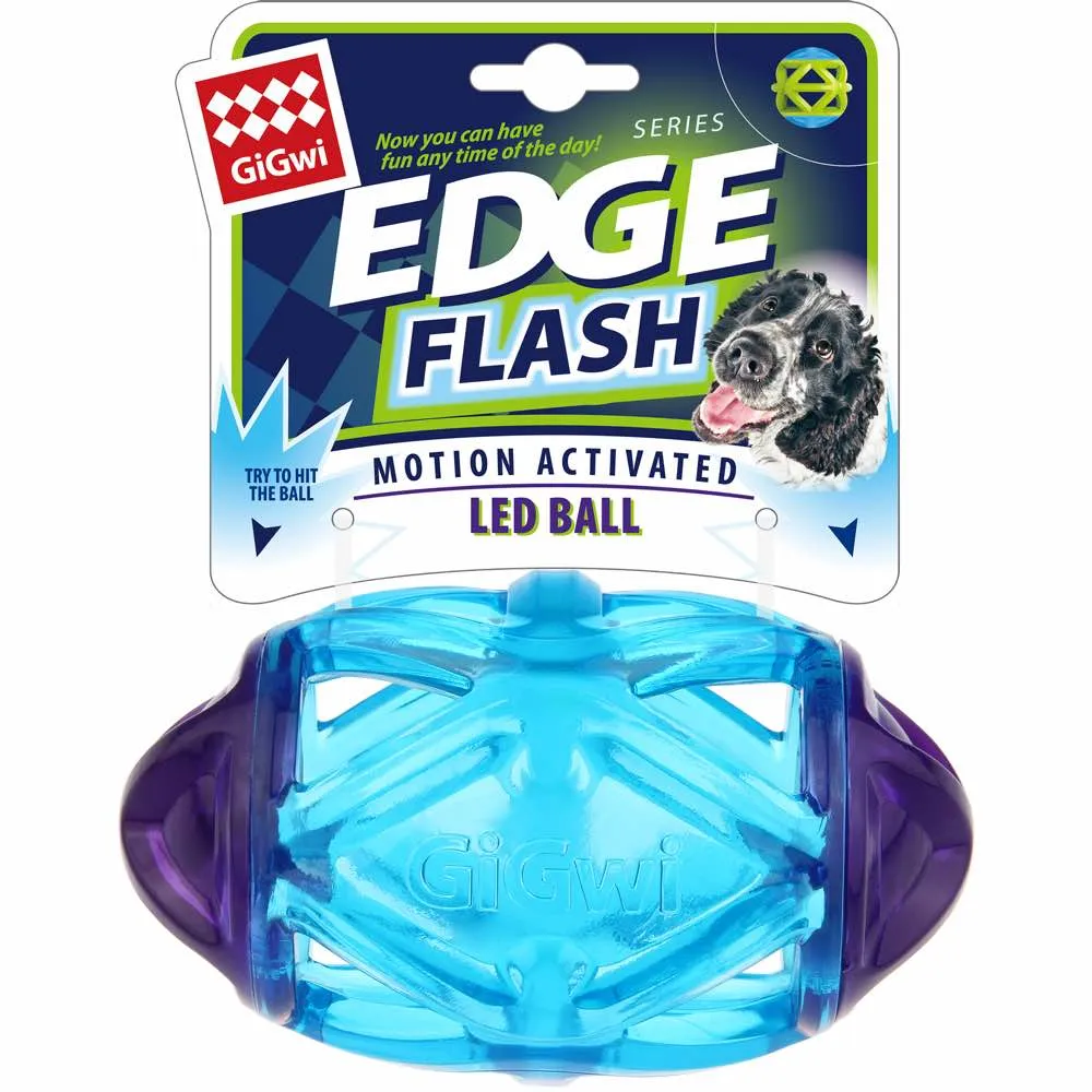 GiGwi Edge Flash Motion Activated LED Rugby Ball Dog Toy (Blue) dog harness dog training collar dog safety vest dog seatbelt dog ID tag