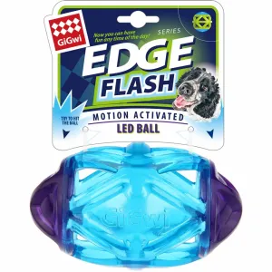 GiGwi Edge Flash Motion Activated LED Rugby Ball Dog Toy (Blue) dog harness dog training collar dog safety vest dog seatbelt dog ID tag