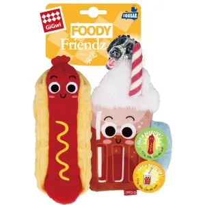 GiGwi Foody Friendz Interactive Plush Dog Toy (Hot Dog & Root Beer Float) dog puzzle toy dog slow feeder dog treat ball dog brain toy dog feeder toy