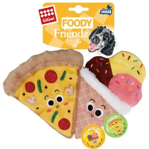 GiGwi Foody Friendz Interactive Plush Dog Toy (Pizza & Ice Cream) dog puzzle toy dog slow feeder dog treat ball dog brain toy dog feeder toy