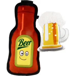 GiGwi Foody Friendz Tough Plush Dog Toy (Beer With Beer Mug) dog puzzle toy dog slow feeder dog treat ball dog brain toy dog feeder toy