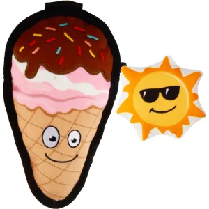 GiGwi Foody Friendz Tough Plush Dog Toy (Ice Cream With Sun) dog puzzle toy dog slow feeder dog treat ball dog brain toy dog feeder toy