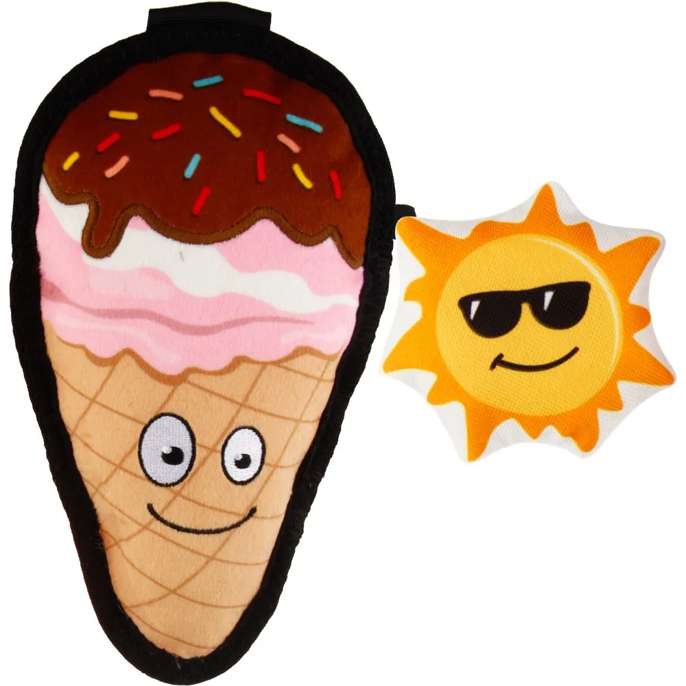 GiGwi Foody Friendz Tough Plush Dog Toy (Ice Cream With Sun) dog puzzle toy dog slow feeder dog treat ball dog brain toy dog feeder toy