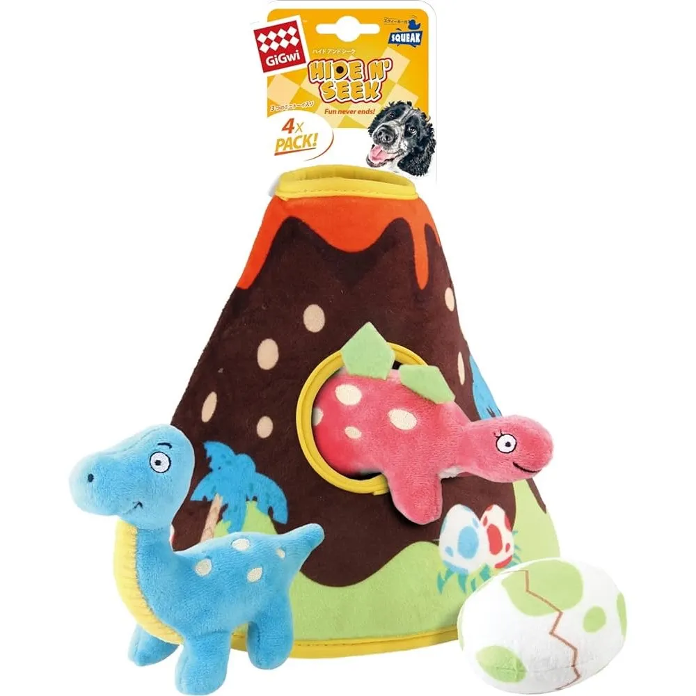 GiGwi Hide N' Seek Interactive Plush Dog Toy (Volcano Park) dog puzzle toy dog slow feeder dog treat ball dog brain toy dog feeder toy