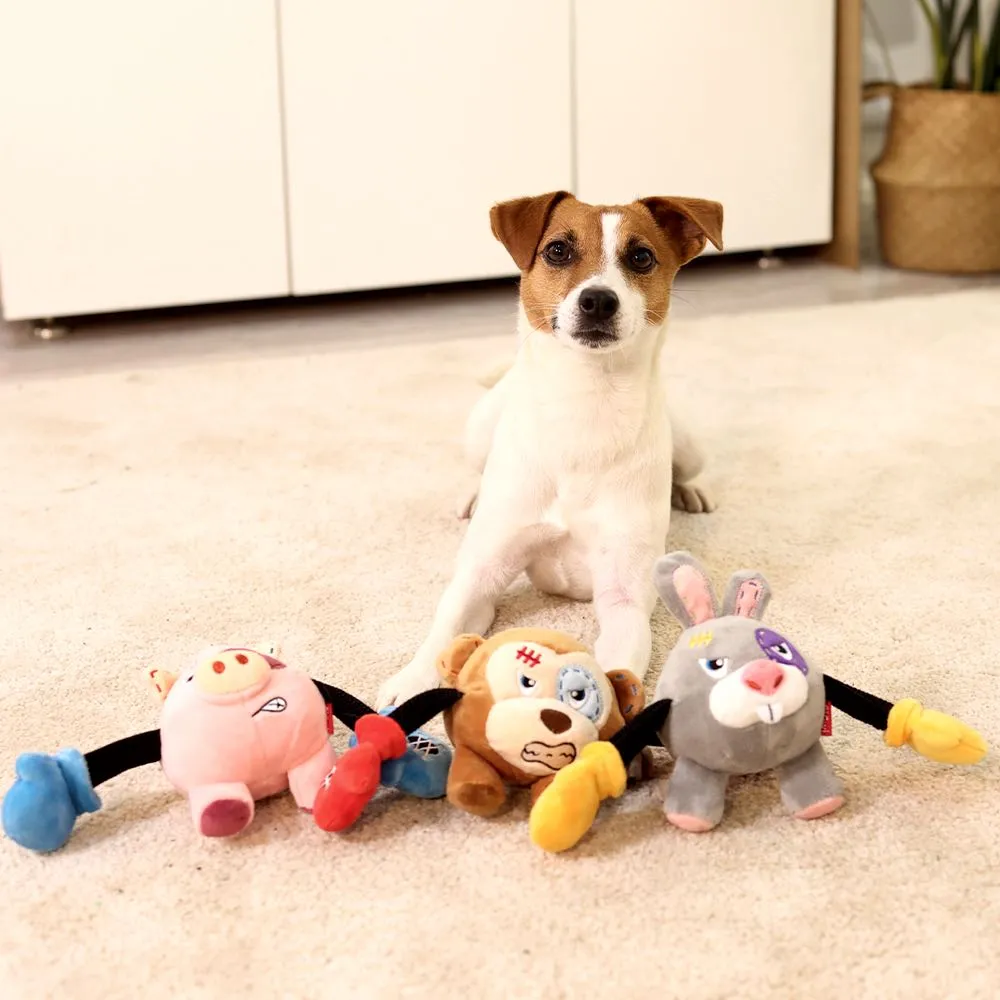 GiGwi Rock Zoo Bungee Plush Dog Toy (Monkey)