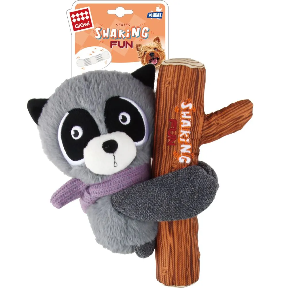 GiGwi Shaking Fun 2-In-1 Plush Dog Toy (Raccoon) dog puzzle toy dog slow feeder dog treat ball dog brain toy dog feeder toy