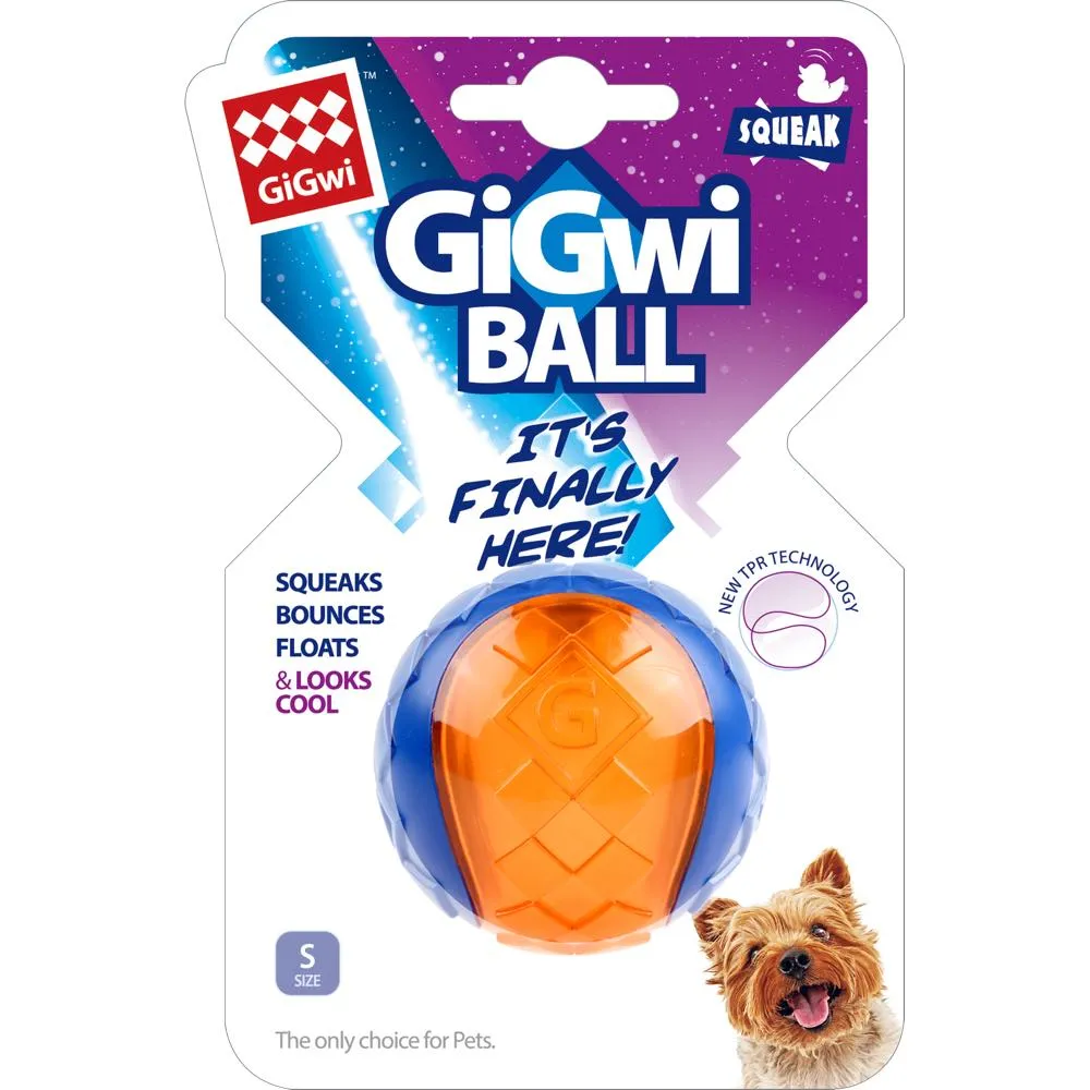 GiGwi Squeaky Ball Dog Toy (Blue/Orange) dog puzzle toy dog slow feeder dog treat ball dog brain toy dog feeder toy