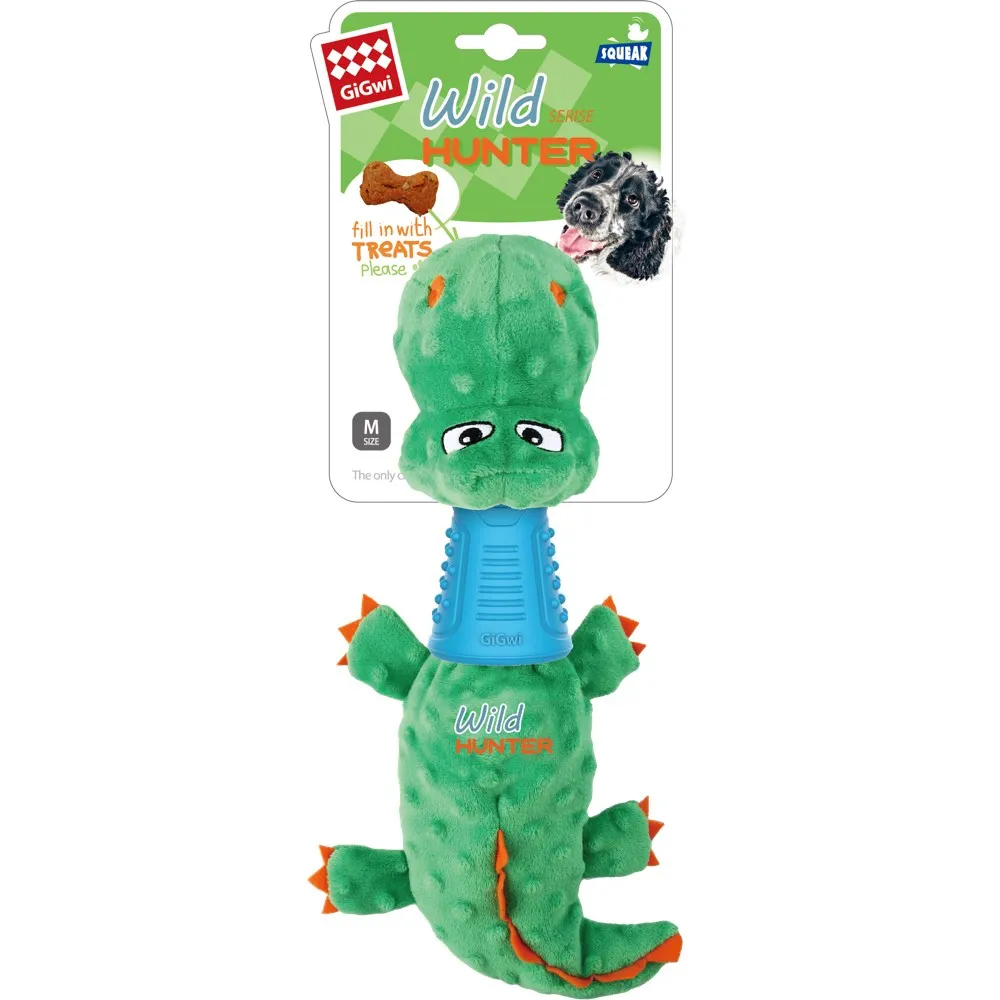 GiGwi Wild Hunter Interactive Plush Dog Toy (Crocodile) dog puzzle toy dog slow feeder dog treat ball dog brain toy dog feeder toy