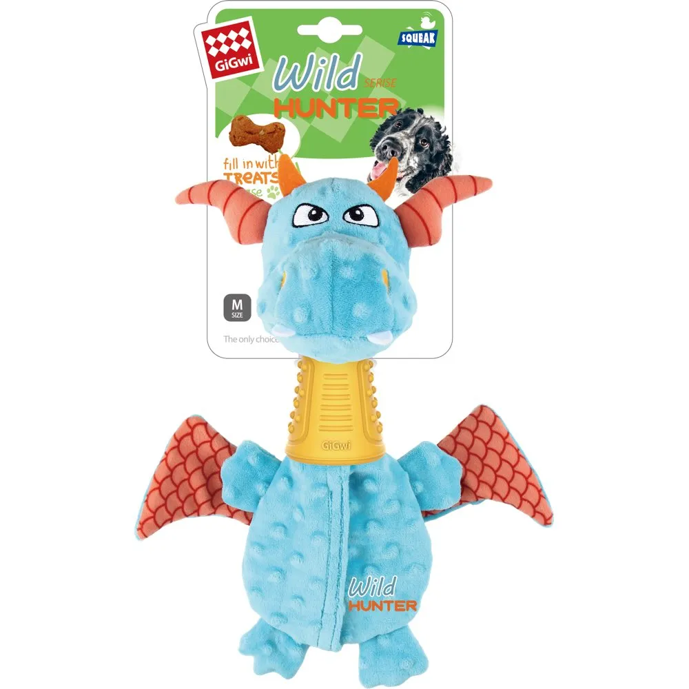 GiGwi Wild Hunter Interactive Plush Dog Toy (Dragon) dog puzzle toy dog slow feeder dog treat ball dog brain toy dog feeder toy