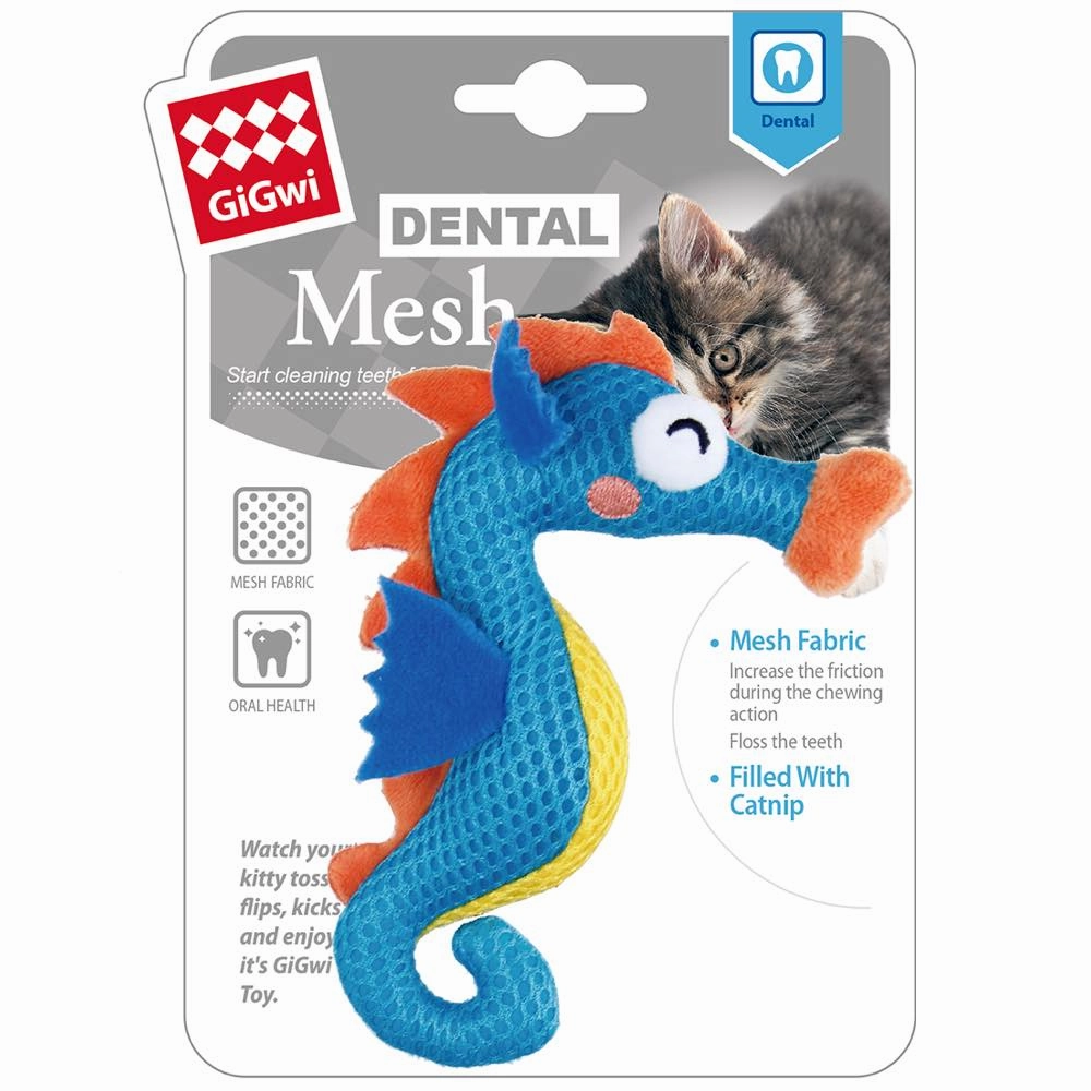 GiGwi Dental Mesh Catnip Cat Toy (Seahorse) cat accessories cat collar cat harness cat backpack cat ID tag