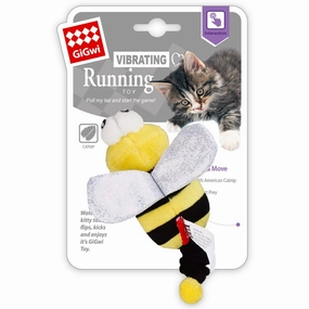 GiGwi Vibrating Running Catnip Plush Cat Toy (Bee) cat treats catnip grass for cats organic cat grass cat grass seeds