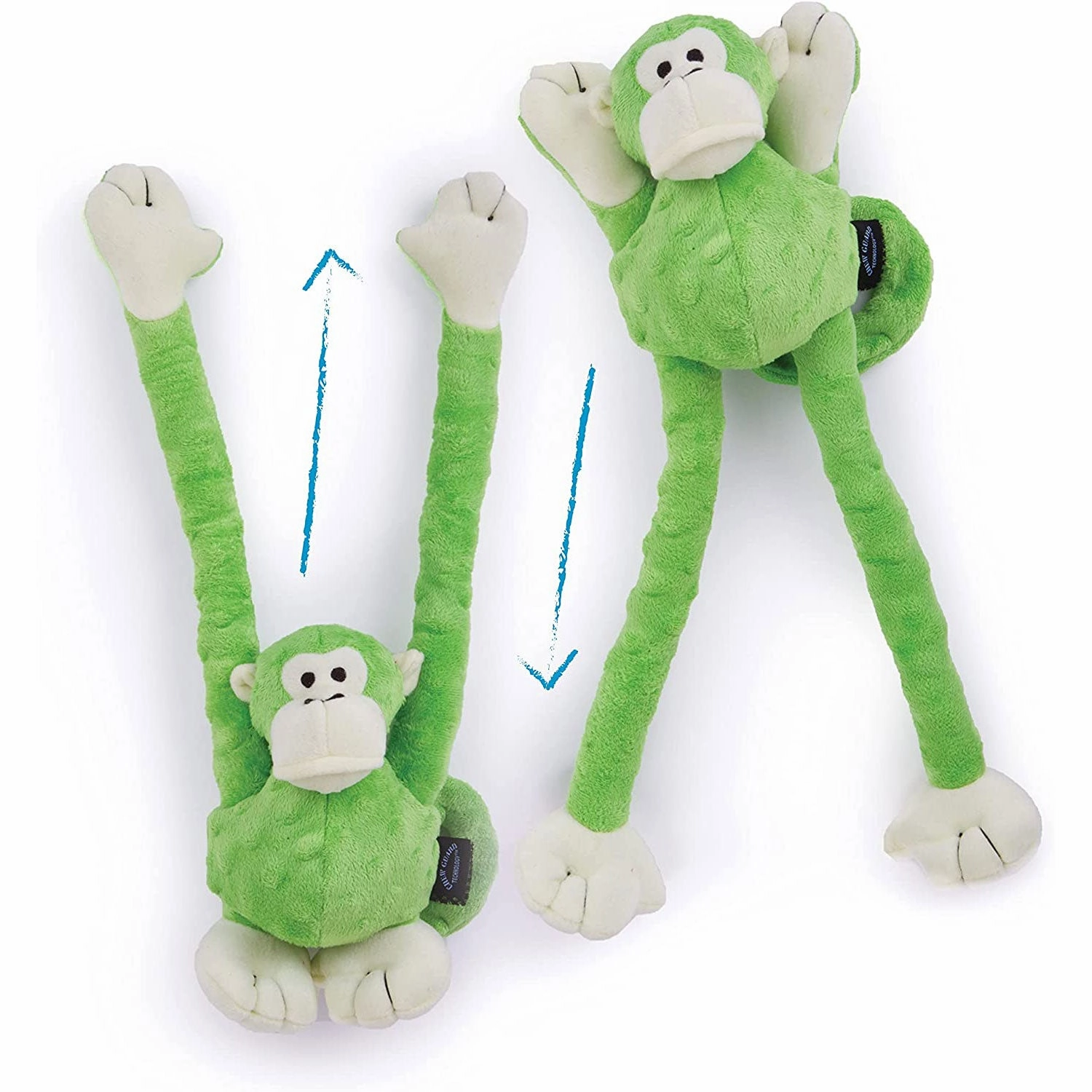 Godog Crazy Tugs Monkey with Chew Guard Large Lime