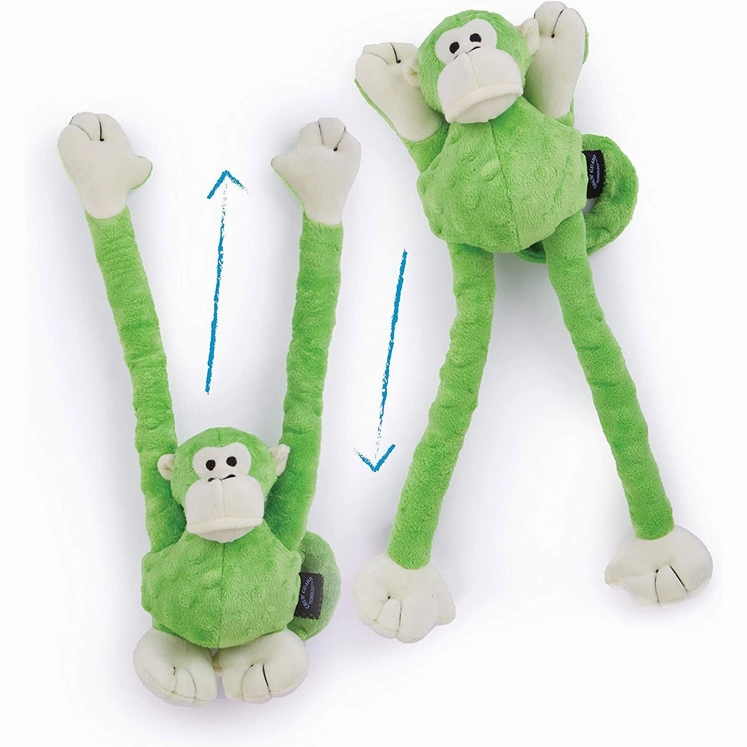 Godog Crazy Tugs Monkey with Chew Guard Large Lime