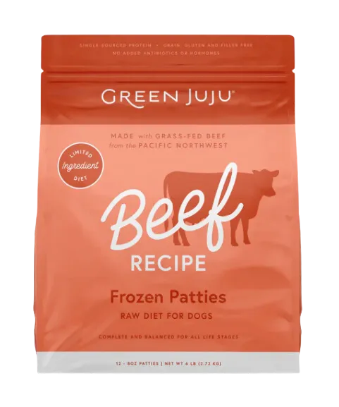 Green Juju Frozen Dog Food - Beef Recipe Patties 6lb Bag livestock health goat wellness poultry spray cattle health aid goat nutrition