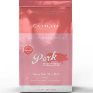 Green Juju Pork Recipe Grain-Free Freeze-Dried Raw Dog Food 14oz dog supplies dog food toys accessories dog bed
