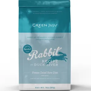 Green Juju Rabbit Recipe With Duck Liver Grain-Free Freeze-Dried Raw Dog Food 14oz dog supplies dog food toys accessories dog bed