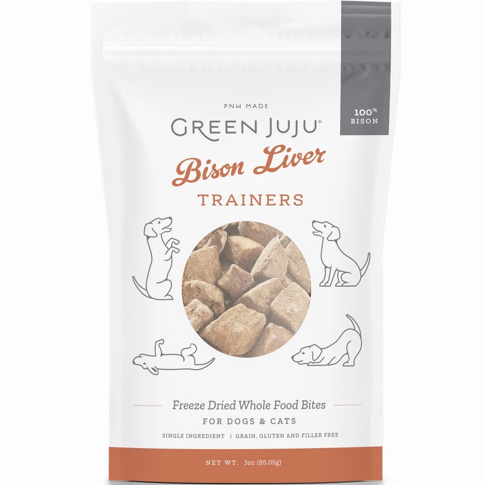 Green Juju Bison Liver Trainers Grain-Free Freeze-Dried Raw Treats For Cats & Dogs 3oz cat snacks catnip treats healthy cat food cat reward treats low calorie cat food