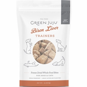 Green Juju Bison Liver Trainers Grain-Free Freeze-Dried Raw Treats For Cats & Dogs 3oz cat snacks catnip treats healthy cat food cat reward treats low calorie cat food