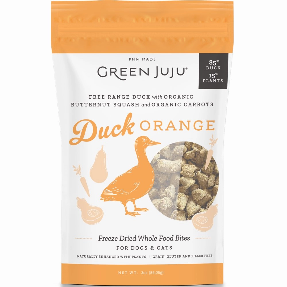 Green Juju Duck Orange Grain-Free Freeze-Dried Raw Treats & Food Toppers For Cats & Dogs natural cat food soft cat treats freeze dried cat food organic cat treats indoor cat food