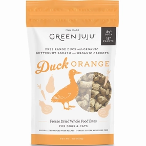 Green Juju Duck Orange Grain-Free Freeze-Dried Raw Treats & Food Toppers For Cats & Dogs natural cat food soft cat treats freeze dried cat food organic cat treats indoor cat food