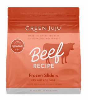 Green Juju Frozen Dog Food - Beef Recipe Sliders 3lb Bag livestock health goat wellness poultry spray cattle health aid goat nutrition