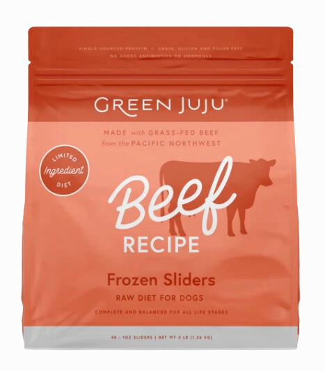 Green Juju Frozen Dog Food - Beef Recipe Sliders 3lb Bag livestock health goat wellness poultry spray cattle health aid goat nutrition