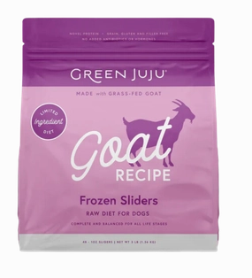 Green Juju Frozen Dog Food - Goat Recipe Sliders 3lb Bag livestock health goat wellness poultry spray cattle health aid goat nutrition
