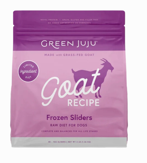 Green Juju Frozen Dog Food - Goat Recipe Sliders 3lb Bag livestock health goat wellness poultry spray cattle health aid goat nutrition