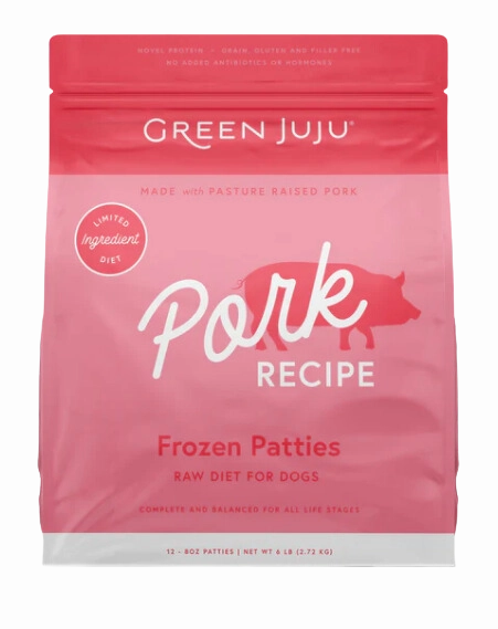 Green Juju Frozen Dog Food - Pork Recipe Patties 6lb Bag livestock health goat wellness poultry spray cattle health aid goat nutrition
