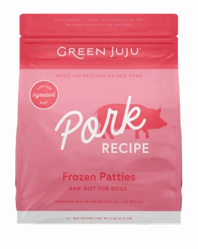 Green Juju Frozen Dog Food - Pork Recipe Patties 6lb Bag livestock health goat wellness poultry spray cattle health aid goat nutrition