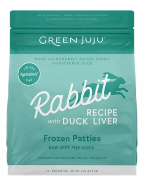 Green Juju Frozen Dog Food - Rabbit with Duck Liver Recipe Patties 6lb Bag livestock health goat wellness poultry spray cattle health aid goat nutrition