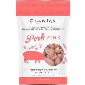 Green Juju Pork Pink Grain-Free Freeze-Dried Raw Treats & Food Toppers For Cats & Dogs dog chew toys dog dental chews durable chew toys puppy chew toy bone chew