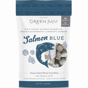 Green Juju Salmon Blue Grain-Free Freeze-Dried Raw Treats & Food Toppers For Cats & Dogs natural cat food soft cat treats freeze dried cat food organic cat treats indoor cat food