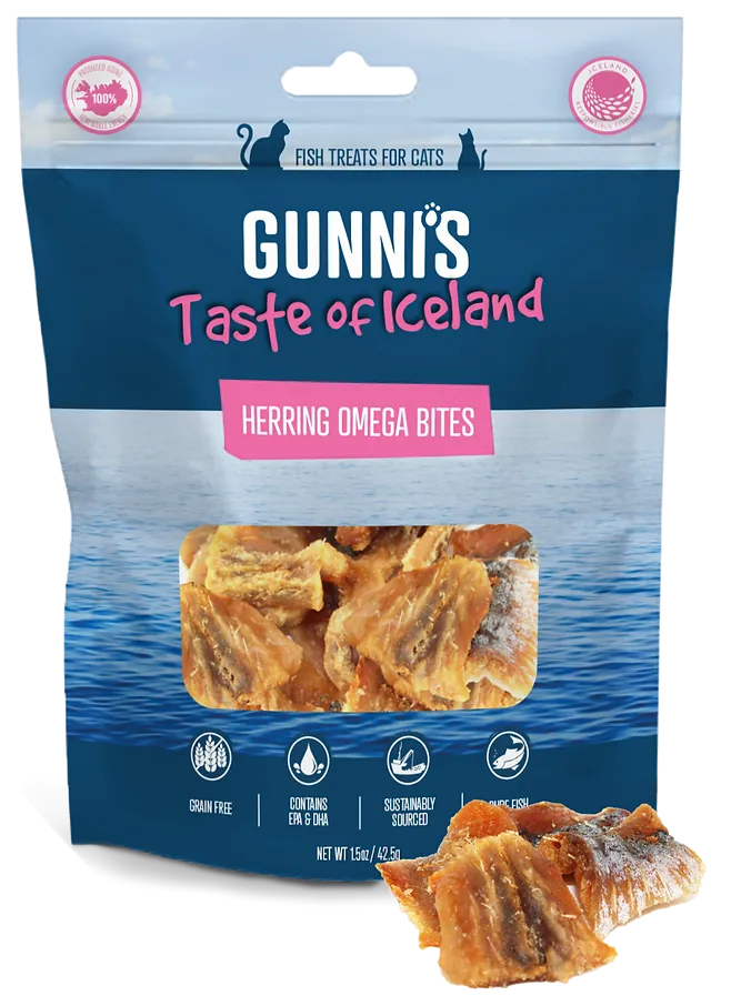Gunni's Cat Treats Herring Omega Bites 1.5oz bag cat toys interactive cat toys cat teaser wand cat balls cat laser pointer