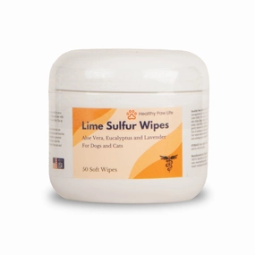 Healthy Paw Lifes Lime Sulfur Wipes (50 ct, 2" Skin Soothe Wipes) cat climbing tree cat hammock cat steps cat grooming kit cat safety gate