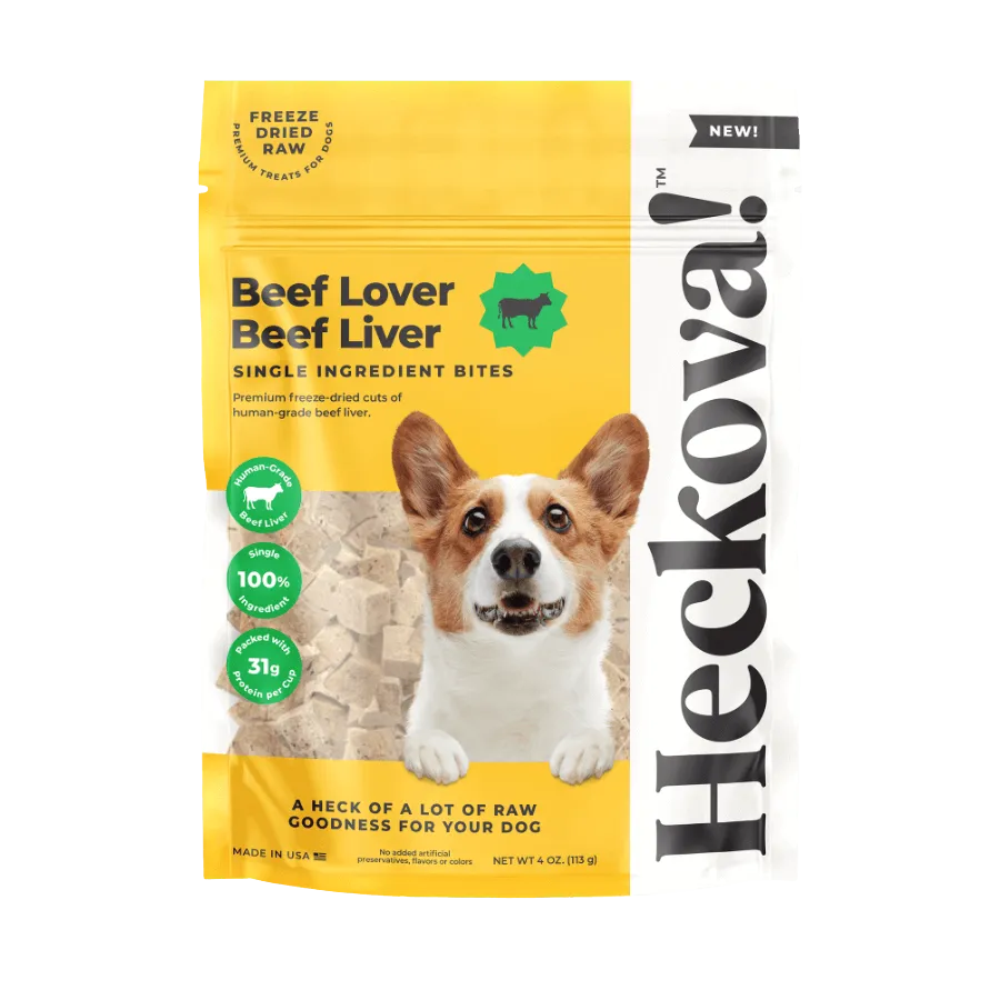 Heckova! Beef Lover Beef Liver Single Ingredient Bites for Dogs 4oz Bag goat vitamins sheep health poultry medicine livestock supplement animal wellness