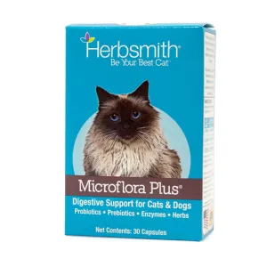 Herbsmith MicroFlora Plus Digestive Support for Cats - 30 Capsules cat toys interactive cat toys cat teaser wand cat balls cat laser pointer
